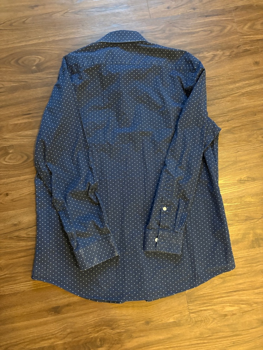 Nautica Navy Blue Microdot Long-Sleeve Dress Shirt - Picture 3 of 4